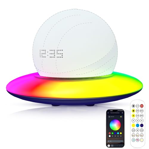FTZWS Dream Color LED Light Speaker Base Desktop Holder Mount UFO-Shaped Speaker Bas Compatible Echo Dot (5th Gen)Echo SpotHomePod miniEcho Dot (4th Gen)Ehco PopExquisite Desktop Decoration