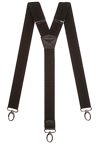 Olata Y Hosenträger mit Karabinerhaken – Frauen- und Herren Hosenträger – 4 cm. Schwarz