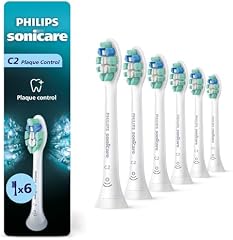 Philips Sonicare C2 Plaque Control - Genuine Replacement Electric Toothbrush Heads, White, 6 Pack Up to 18 Month Supply, HX9026/77