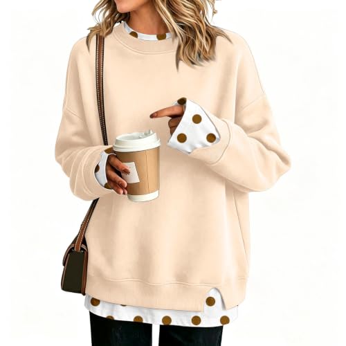Layered Sweatshirt for Women Y2K Polka Dot Print Fall 2026 Womens Fashion - image 6