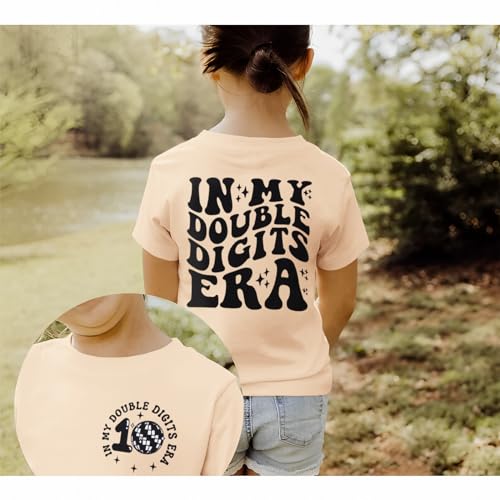 Image of IZYJOY in My Double Digits Era Shirts Girls 10th Birthday T-Shirts 10 Years Old Birthday Party Short Sleeve Summer Tee Tops