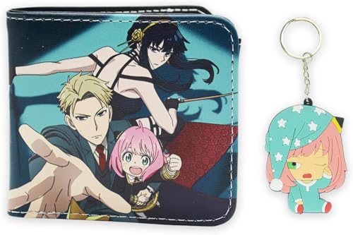 Kawaii Wallet with A Keychain, ID Card Holder Purse Pouch, PU Wallet Durable Card Holder Credit Card Holder Money Bag for Students Teens Girls Boys