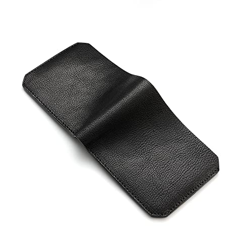 IJUN Handmade Vintage Small Bifold Wallet for Men - Full Grain Oil Vegetable Tanned Cowhide Leather (Black)3