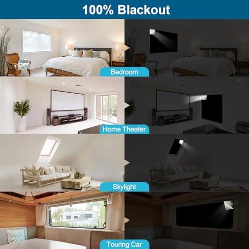100% Blackout Curtains for Bedroom, Portable DIY Window Blinds, No Drill Window Shades & Blackout Blinds with Stickers & Tabs for Travel, Dorm Room, Media Room (118" x 57") - Image 4
