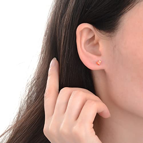 12 Pairs 18K Gold Plated Surgical Stainless Steel Stud Earrings, Star Heart Stud Earring For Women, Cubic Zirconia Birthstone Stud Earrings Set (Silver Heart 3Mm) #TOP6