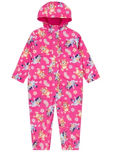 Bluey Girls Puddle Suit | Bingo Girls Rain Suit | All In One Kids Raincoat | Pink 4-5 Years