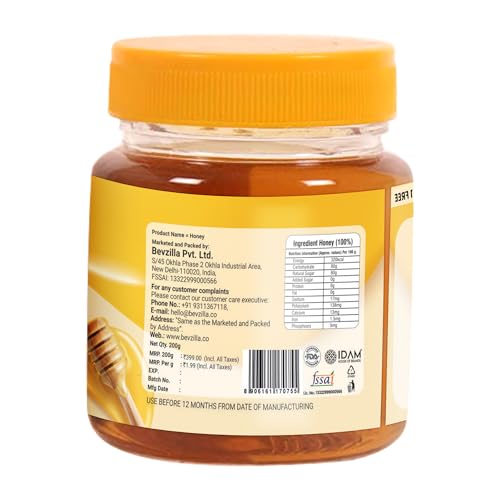Image of Bevzilla House Of Farms 400 Grams (200 Gram X 2) Sundarbans Wild Forest Pure Honey| No sugar adulteration, Natural Immunity booster | Raw, Unprocessed | Naturally rich in Antioxidants