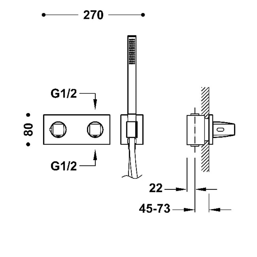 TRES 30725201 B-SYSTEM Grifo Termostático Empotrado de 2 Vías Color Cromo
