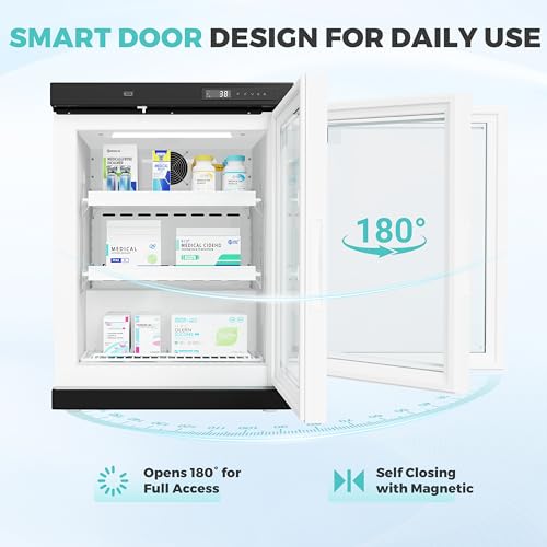OLERN 3.6 cu.ft. Medical Pharmacy Refrigerator, Digital °F Display and Alarm, Countertop Lab Fridge with Forced Air Cooling and Frost Free, Locking Vaccine Refrigerator for Clinic, Lab, Pharmacy - Thumbnail 7
