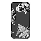 AMZER Slim Fit Handcrafted Designer Printed Snap On Hard Shell Case Back Cover for HTC One M9 Plus - Elements of Tropical - Grey HD Color, Ultra Light Back Case