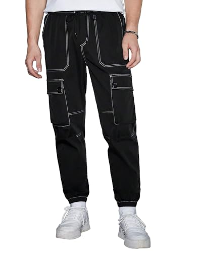 Image of Noble Monk Men's Cargo Pant | Drawstring | Solid Cargo | Multi Pockets Trackpant