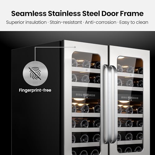 Image of Wine Fridge Refrigerator 30 Inch Wine Cooler Bundle Built-In or Freestanding Wine Fridge with Glass Door Large Capacity Holds 58 Bottles Beverage For Home Bar Kitchen