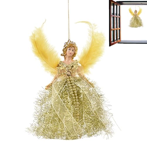 Decoración navideña para árbol de ángel | Muñeco ángel navideño para colgar – Decoración para árbol de Navidad, adorno de ángel para árbol de Navidad con alas, colgante de ángel F