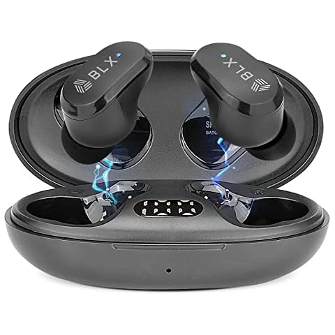 BLXBuds G2 True Wireless Earbuds - Small Bluetooth Ear Buds for iPhone Android | IPX3 Sweat-Resistant, Dual Microphone, 5 Hour Battery | Running, Workout Headphones with Earbud Charging Case Cover