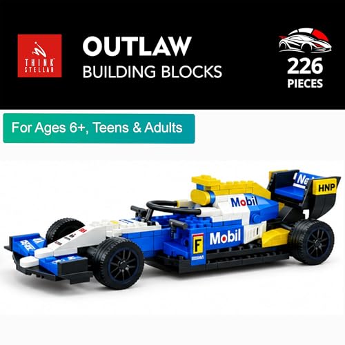 Image of F1 Racing Car Building Blocks Set - 225+ Pieces Toy Car Construction Kit for Kids 6+ & Adults | Build 8 Unique Formula Race Cars | STEM Educational, Birthday Gift Toy (Outlaw)