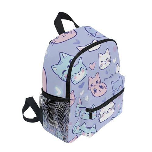 Pink Cute Cartoon Cats Backpacks for Girls Mini Travel Bag 10 inch Backpack for Toddlers2