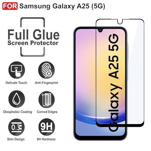 Image of CEDO Tempered Glass for Samsung Galaxy A25 (5G) | Screen Protector Full HD Quality Tempered Glass Anti-Scratch Edge to Edge Coverage with Easy Installation Kit (Black)