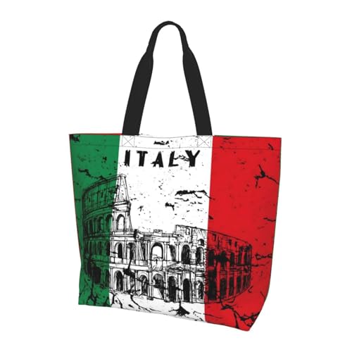 Italy Flag Tote Bag Reusable Grocery Shopping Handbag