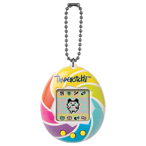 TAMAGOTCHI 42879 Bandai, Gen 1, Candy Swirl with Chain-The Original Virtual Reality Pet, Multicolor