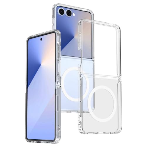 Image of Ultra Hybrid Clear Case Compatible with Samsung Galaxy Z Flip 7 | Magnetic Wireless Charging | 360 Hinge Protection | Anti-Yellow 3 Layer Shockproof Drop Protection Cover - Transparent