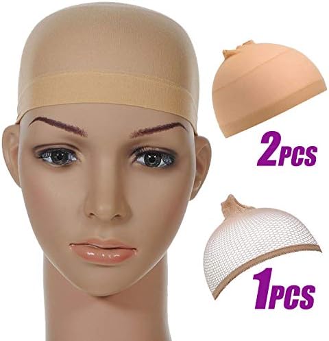 Nylon Wig Caps Elastic Hair Mesh Net Open End for Men and Women (Neutral Nude)
