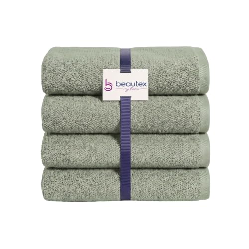 BEAUTEX Gästehandtücher 4er Set 30x50 Eisberg-grün 550 g/m²
