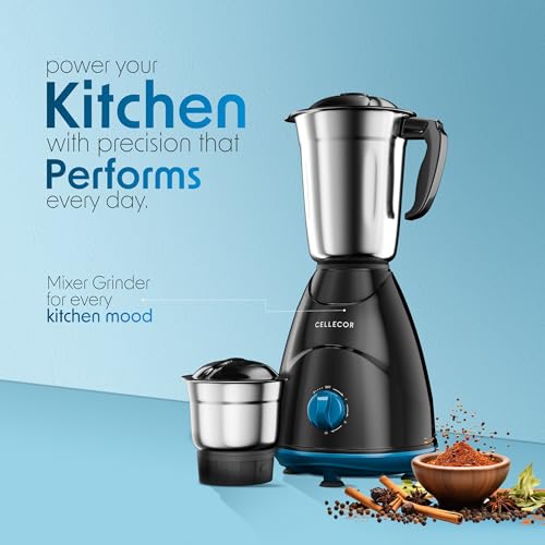 Image of CELLECOR CMG50BK Smashh Mixer Grinder 500W | 3 Speed Control | 19000 RPM