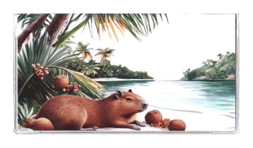 WINGS Craft & Fundraising Supply Checkbook Cover with Choice of Bank Transaction Register, Wildlife & Animals (Capybara, +1 Large Print Register)
