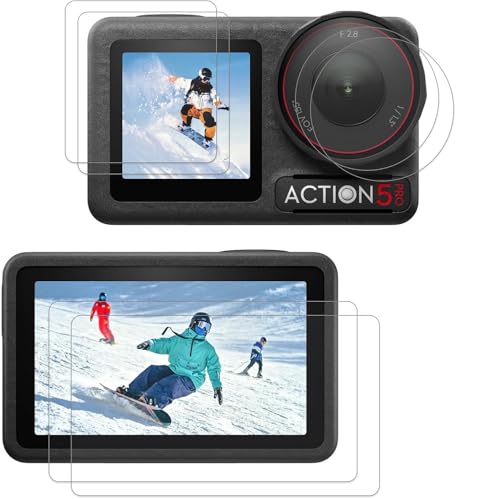 Image of DJI Action 5 Pro Tempered Glass Lens & Screen Protector Compatible with DJI Osmo Action 5 pro | 9H Hardness Ultra HD Scratch Resistant | Waterproof, Anti-Fingerprint (6 in 1)