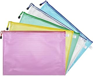 5 Pcs Plastic Wallets A3 File Folder Document Zipper Bags A3 Zip Bag (44cm x 32cm)