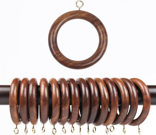 Handmade Wooden Curtain Rod Rings for Wooden Drapery Curtain Rod Rings for 1.5 inch Rod Pole, for Window and Door Decoration Wood Drapery Rod Rings for Home Decor (12 Pcs, Inner Dia : 1.75)