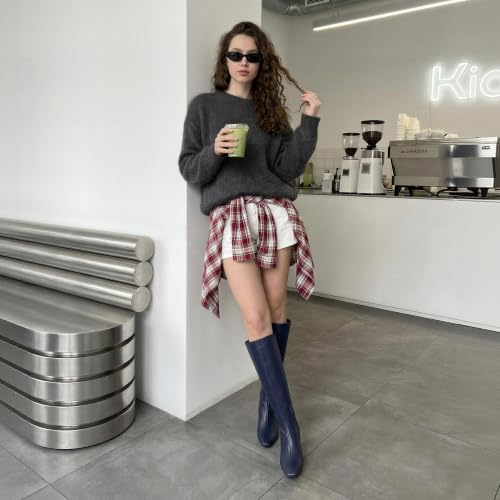 Image of Modatope Knee High Boots Women Square Toe Kitten Heel Tall Boots
