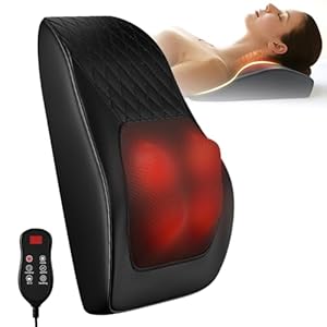 3D RüCkenmassagegeräT Elektrisch Mit WäRme, Massage GeräT FüR RüCken Nacken, Nacken Schulter MassagegeräT, Massagekissen Mit WäRmefunktion, 3 Geschwindigkeiten & 2 Temperaturen (A)