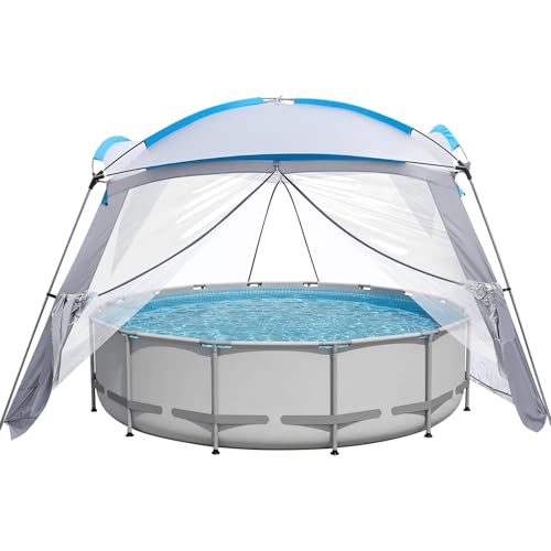 Chunm Pool Round Dome Tent for 10' Round Above Ground Pools Multi-Functional All Weather Cover with Instructions for Outdoor Pools, Keeping The Swimming Bath Free of Dust and Fallen Leaves