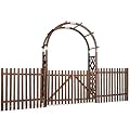 VINGLI Wooden Garden Arbor, Heavy Duty Outdoor Frame Trellis with Planter for Ceremony, Wood Trellis Garden Arch Pergola for Plant Climbing, Patio, Lawn, Wedding (with Fence)