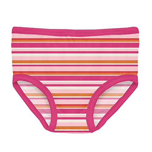 Kickee Pants Printed Girls Underwear, Set Of 3, Incredibly Soft Girl Panties, Snug Fit, All Day Wear (Calypso Pretzel Pup, Lotus And Anniversary Sunset Stripe - Xs-5/6) #TOP3