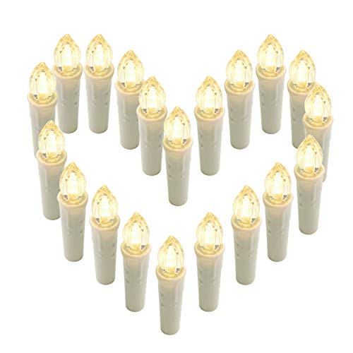 Preisvergleich Produktbild HENGMEI 20er Weihnachtskerzen Christbaumkerzen Christbaumbeleuchtung Warmweiß Flammenlose mit Fernbedienung Weihnachtsbeleuchtung für Weihnachtsbaum, Hochzeit, Partys (20 Stücke)