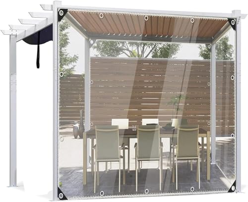 Transparente Vinyl-Terrassenüberdachung, 14 mm Vinyl-Vorhang for Veranda, Pergola, Cabana, Pavillon, Veranda, transparente Plane, wasserdicht (Size : 9x10ft/2.7x3m)