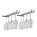 Beinbeauty Stemware Wine Glass Rack Wall Mountable Heavy Duty Thick Wrought Exquisite Bronze Black Powder Coating 2 Rows 10.2 Inch Deep,Metal Storage Hanger for Kitchen or Bar