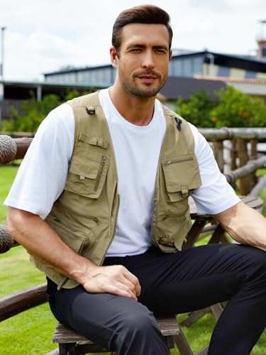Gihuo Men's Lightweight Casual Vest Outdoor Work Fishing Zipper Travel Vest4