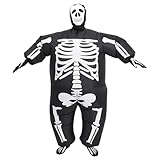 VURPOKSI Adult Inflatable Skeleton Man Costume (5.25ft-5.9ft) Halloween Fun Blow Up Holiday Party Party Costume