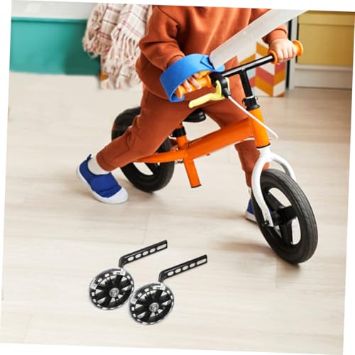 Ruedas de entrenamiento ajustables Healeved, juego de 4 piezas con soporte, resistentes al desgaste y con destellos, para bicicleta miniatura 5