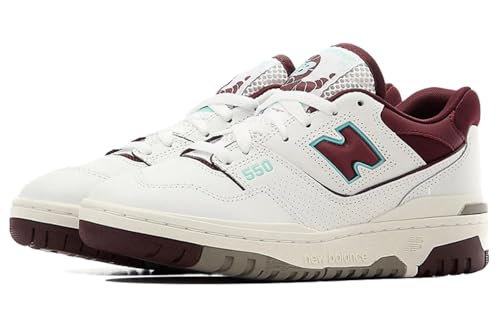 New Balance 550 Men's Sneakers, White/Burgundy/Turquoise, Size 133
