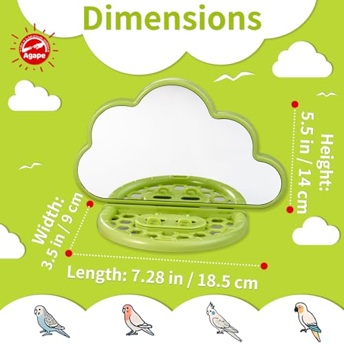 Image of Agape Bird Mirror with Perch&Slow Feeder, Birds Toys for Boredom&Anxiety, Bird Cage Accessories for Parrots to Expend Energy, Interactive Toys for Parakeet, Cockatiel, Lovebird, Conure, Finch, Budgies