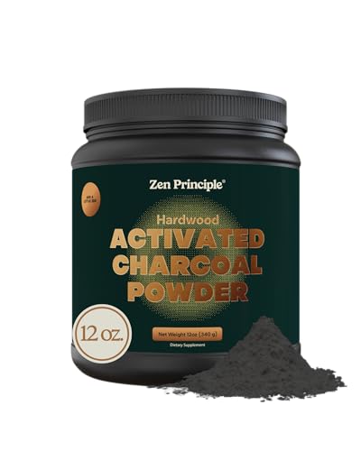 Zen Principle Activated Charcoal Powder only from USA Hardwood Trees. All Natural. Whitens Teeth, Rejuvenates Skin and Hair, Supports Better Digestion. Free Scoop Included. 12 oz.