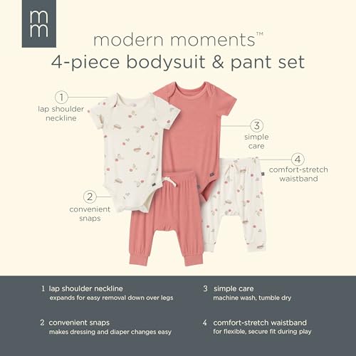 Image of Modern Moments by Gerber Baby Viscose 4-Pack Bodysuit & Pant Set