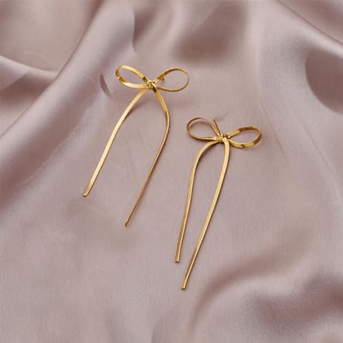 Gold Silver Bow Drop Earrings for Women Long Tassel Chain Bow Earrings Ribbon Bowknot Dangle Earrings Jewelry Gifts4