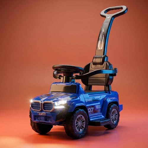 Image of Baybee Nitro Pro Ride on Cars for Kids | Baby Push Ride ons Toys Car with Parental Handle & Safety Guardrail | Baby Toy Car with Backrest, Light & Music | Outdoor Kids Cars for 1 to 3 Years (Blue)