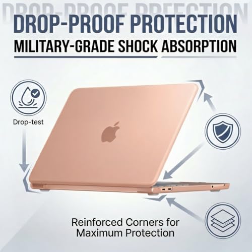 Se7enline Compatible with MacBook Neo Case 13 inch 2026 Model A3404, Hard Shell,Keyboard Cover,Webcam Cover,Trackpad Protector, Anti-Scratch Anti-Drop Slim Fit Full Protection,Blush Pink — view 3