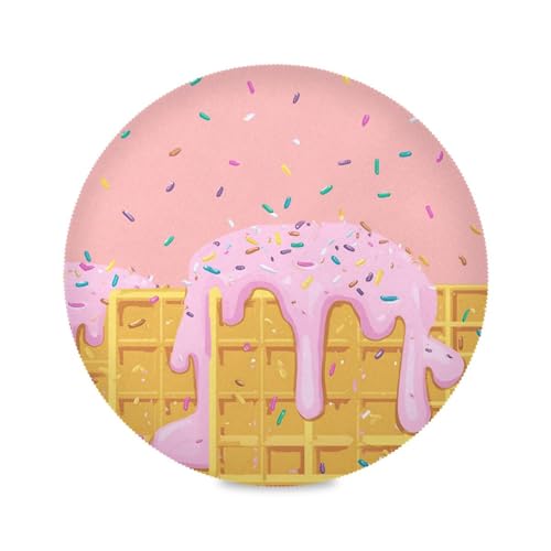 Round Placemats Pinkish Sugar Granules Table Mats Washable Non-Slip Heat Resistant Place Mats for Dining Table Home Decoration Tray Mat 15.4